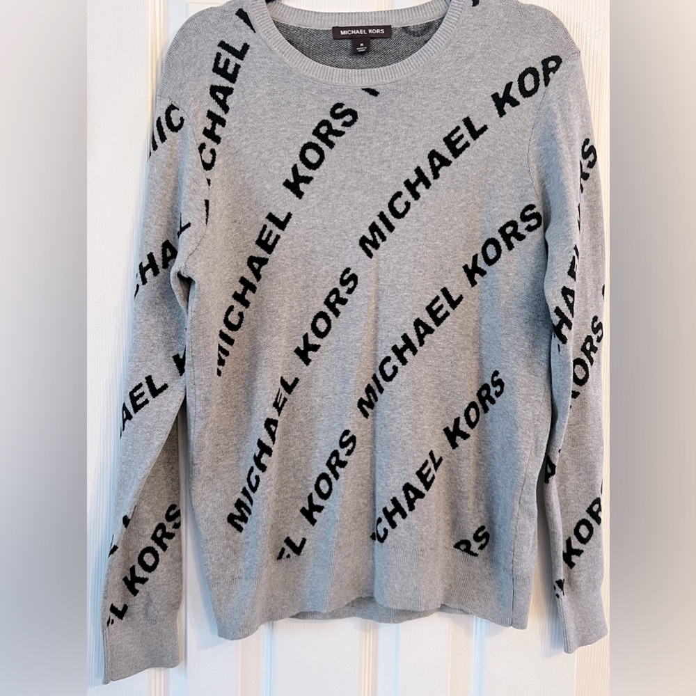 Lightweight Michael Kors Logo Sweater grey/blk Size Medium Excellent Condition
